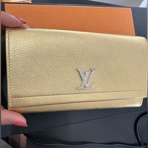 Louis Vuitton Metallic Gold Large Wallet with Silver Hardware-Pristine Condition